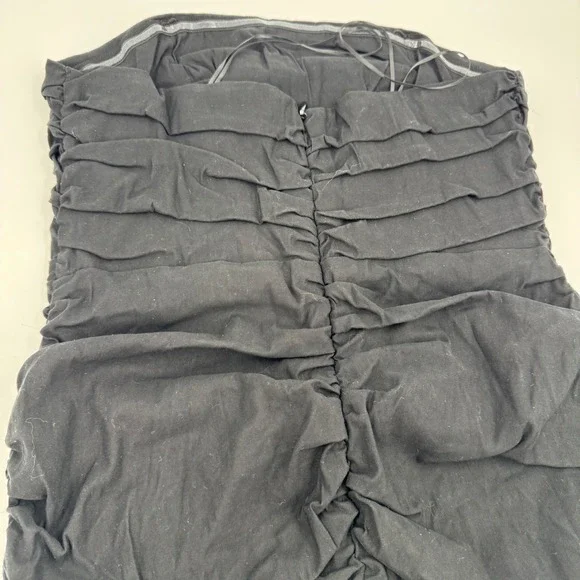 Anthropologie Black Strapless Dress Ruched Bodycon Mini Dress Size L - Picture 12 of 16